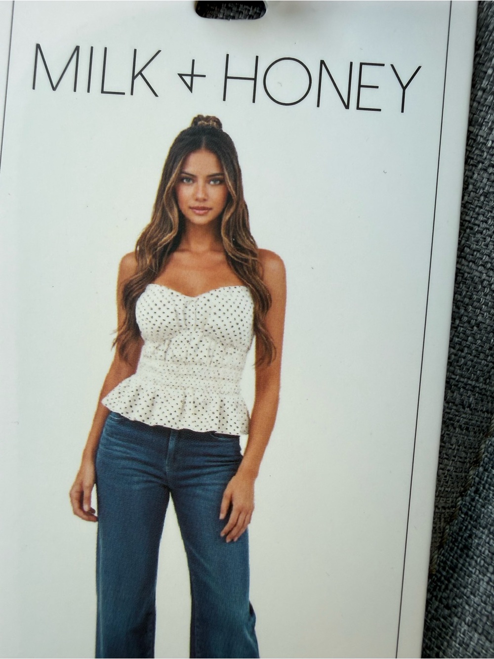 New NWT Milk + Honey Polka Dot Peplum Bustier Top medium